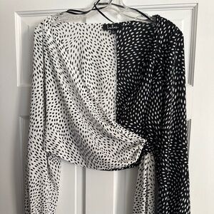 Lulus black and white blouse